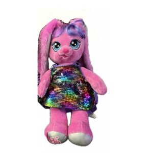 Build A Bear Honey Girls Risa Rabbit Plush 18” Pink Sequin Dress